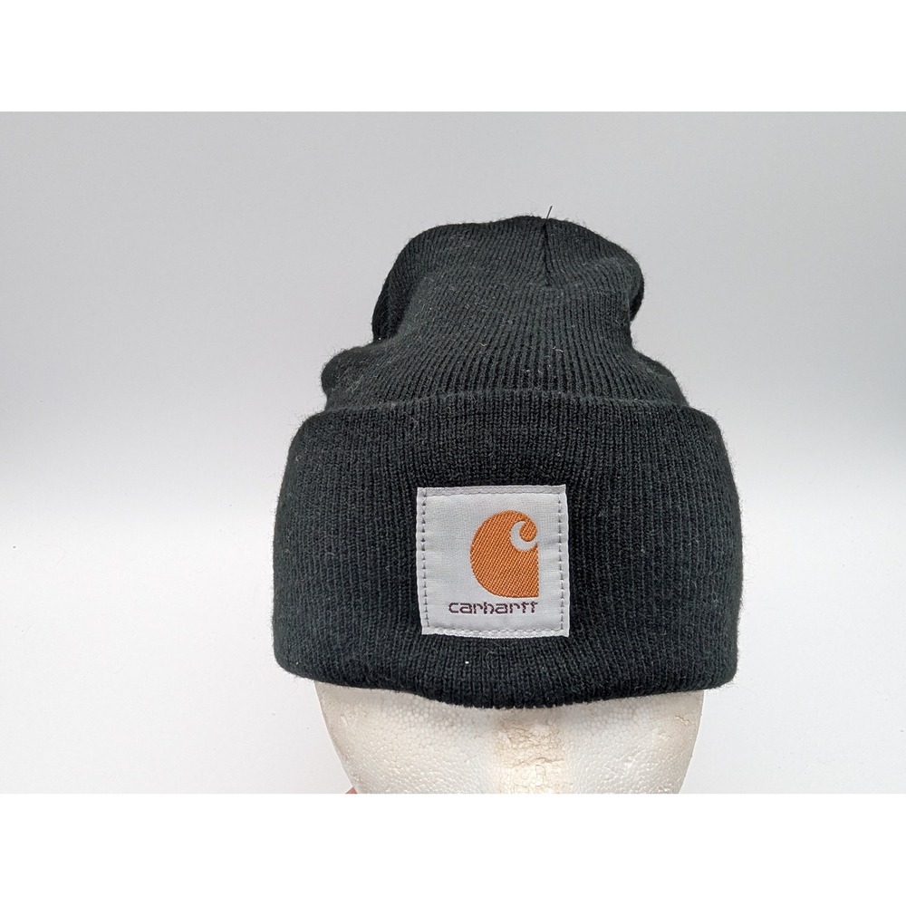 Carhartt A18 BLK Watch Hat Beanie Black Acrylic Ribbed Knit Cuff Logo Patch